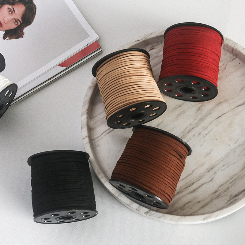 

1Roll Tali Korea Suede 2.6mm Tali Beludru Kulit Gepeng Bahan Kerajinan Kalung Gelang Cratf Tassel