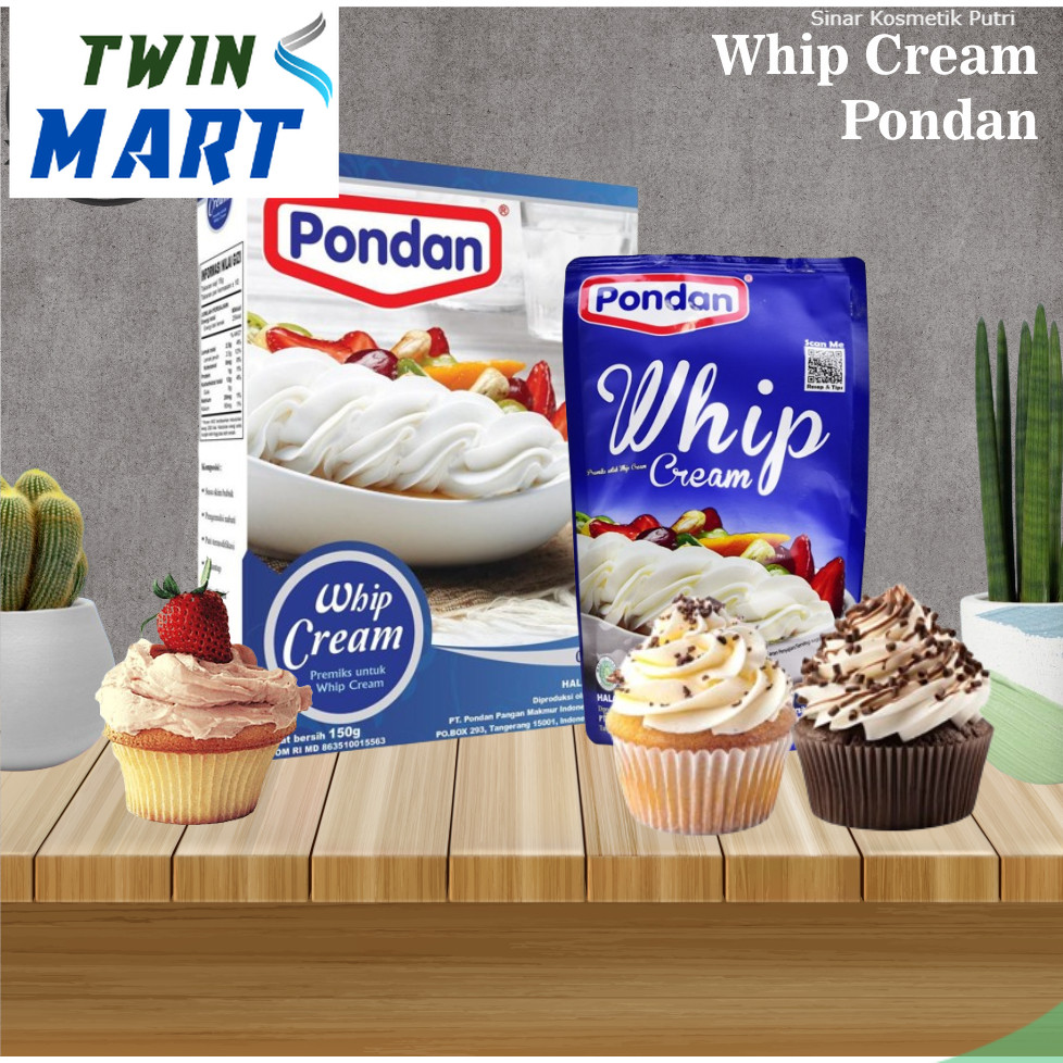 

Pondan Whip Cream Powder / Topping cake / Topping Roti / Topping Minuman / Kemasan Box dan Pouch