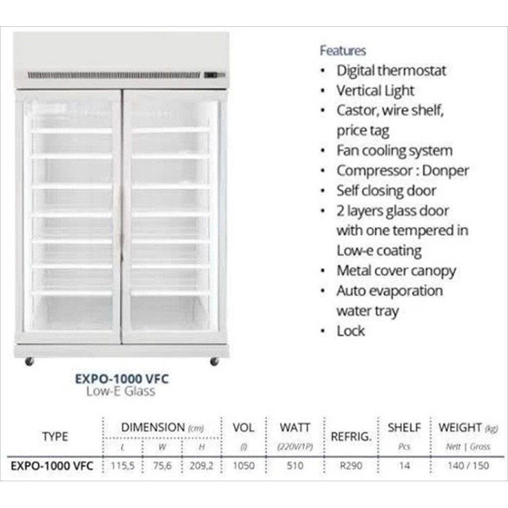 GEA SHOWCASE 2 PINTU  EXPO-1000-VFC