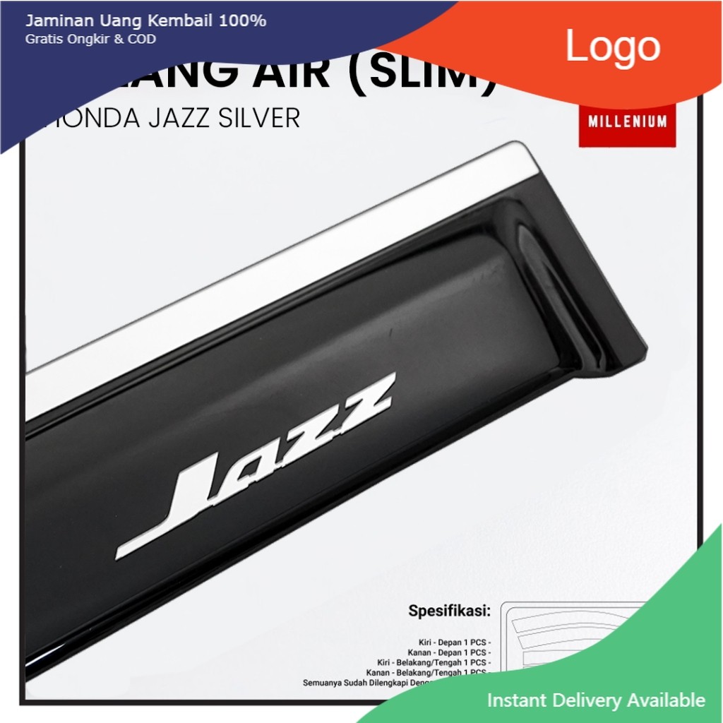 Talang Air Pintu Mobil Honda Jazz 2001 – 2007 Model Slim List Chrome 4 Pintu Litlle_Variasi