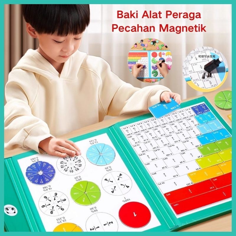 Mainan Belajar Matematika Alat Peraga Pecahan Magnetik Buku Belajar Matematika Edukasi Anak