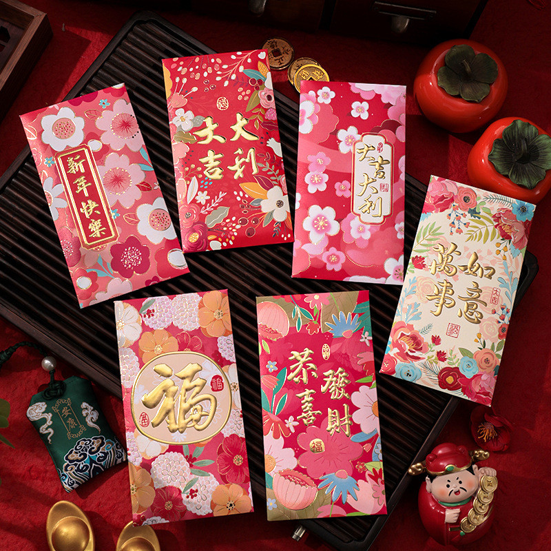 

Isi 6 PCS Angpao Imlek 2025 Ukuran Besar Panjang CNY Hong Bao Bahan Tebal Kartun Sakura Lucu
