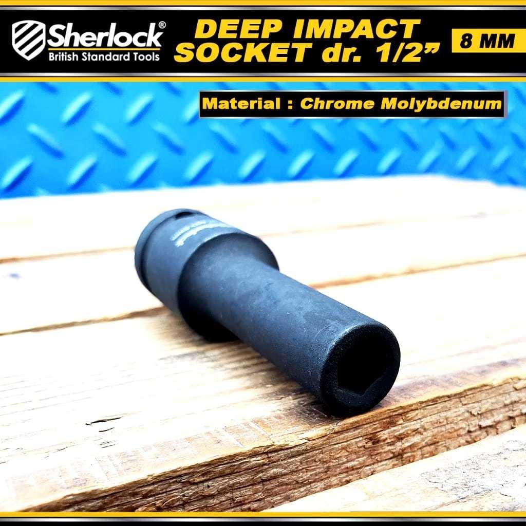 Mata sock impact dalam/Mata Sock Pukul Panjang 1/2" / Deep Impact Sock Sherlock 8 mm