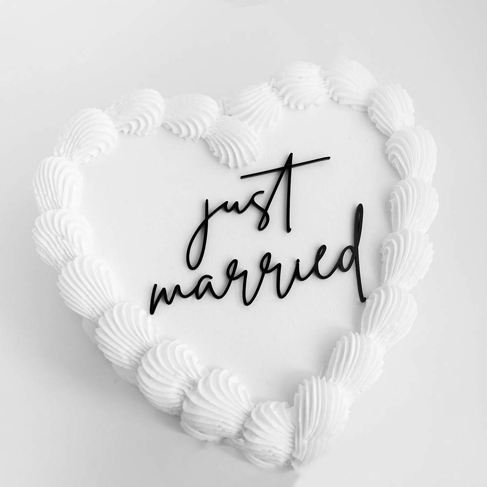 Custom Mini Cake Topper Just Married Acrylic Cake Charm Heart Cake Charm Birthday Wedding Engagement