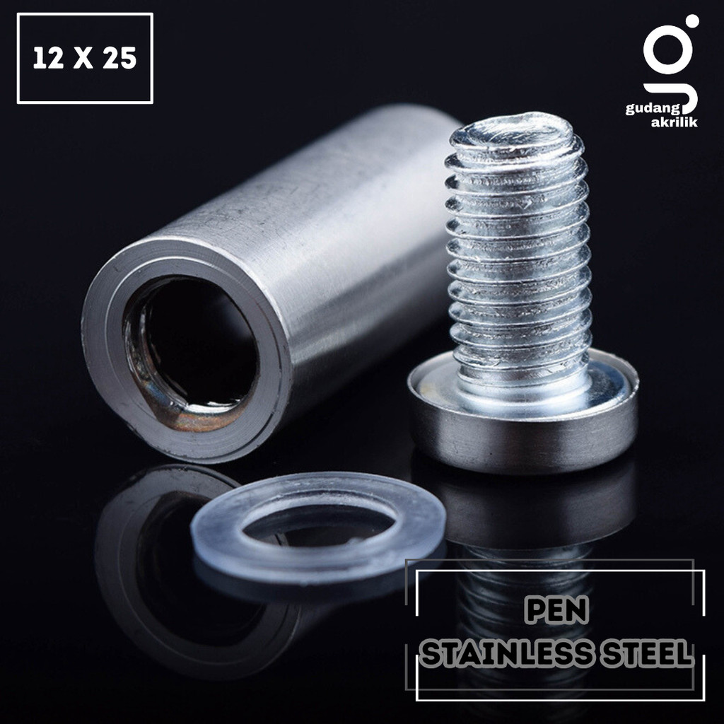 Pen Iklan Stainless / Baut Akrilik Sign Board 12 x 25