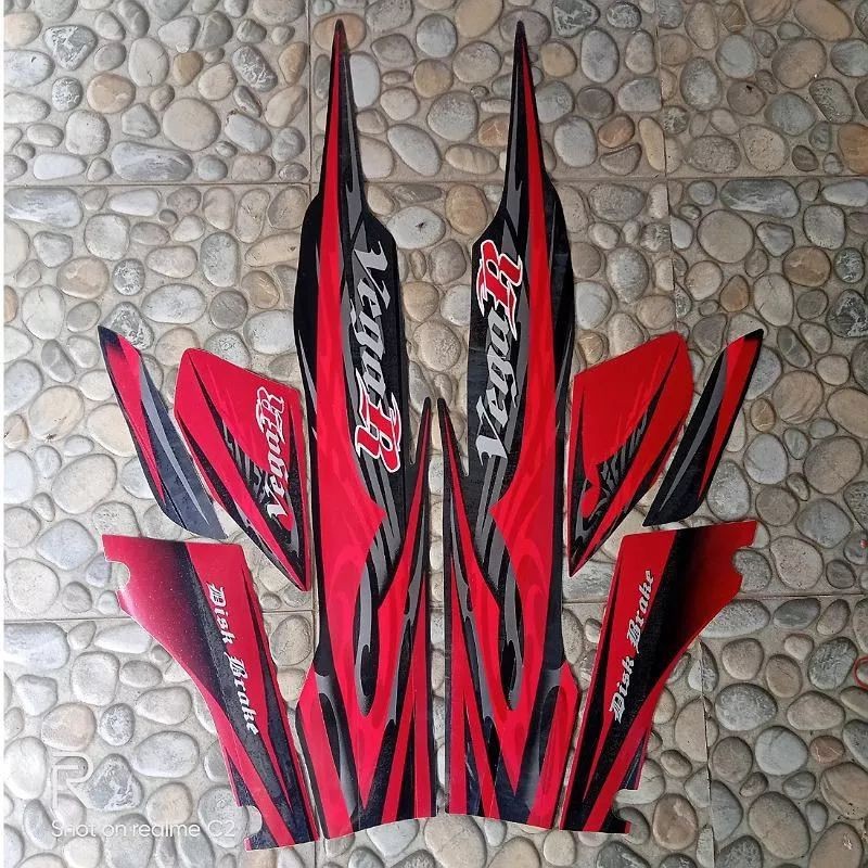 Stiker Striping Motor Vega R 2008 Merah Sticker Lis Body Standar