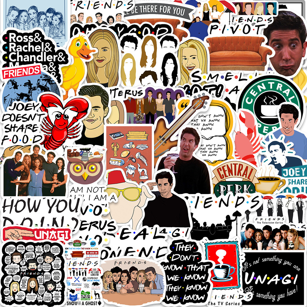 

50PCS Friends TV Show Letter Classic Vintage Paster Toy Funny Decal Scrapbook Guitar DIY Phone Laptop Sticker Kids Gift