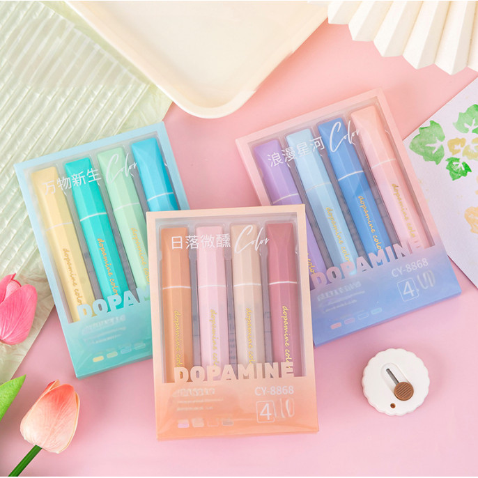 

[GROSIR ATK] 1 SET ISI 4 CS STABILO DUAL TIP EDISI GRADIENT DOPAMINE COLOR PASTEL / SET STABILO