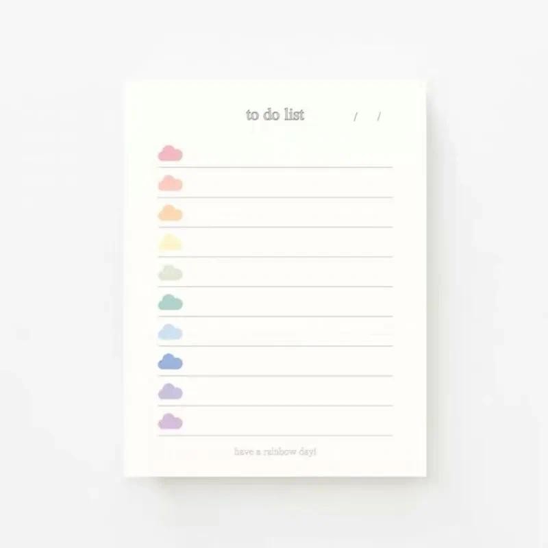 

50Sheets Cute Colorful Clouds To Do List Planner Student Note Paper Memo Pad Stationery School Supplies Korean Stationary 2024