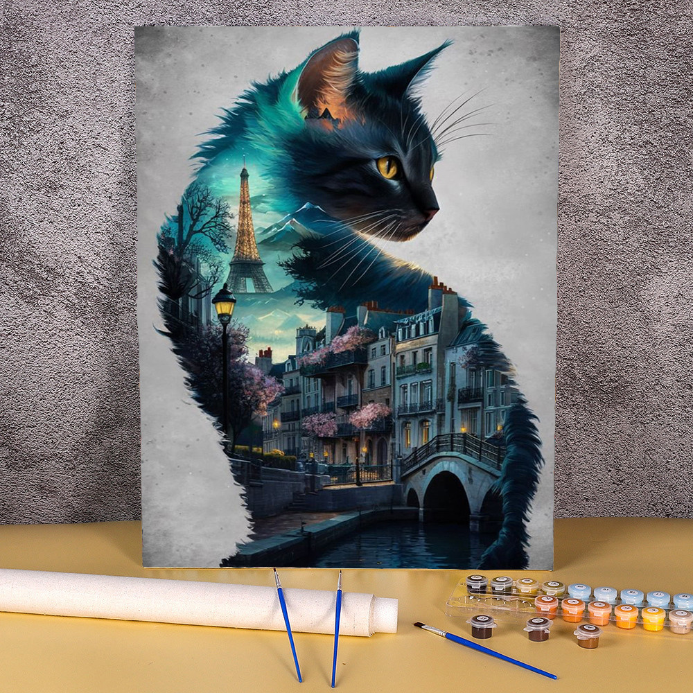 

1pc Paint By Numbers Kit For Adults Beginner On Canvas, Animal Cat Painting Kits For Adults, DIY Hobbies For Women, Frameless