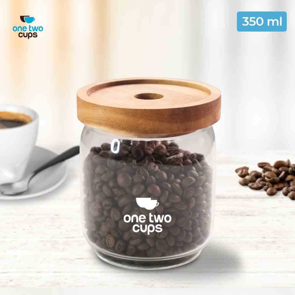 

Toples Kaca Kedap Udara Canister Coffee Storage Wood Lid