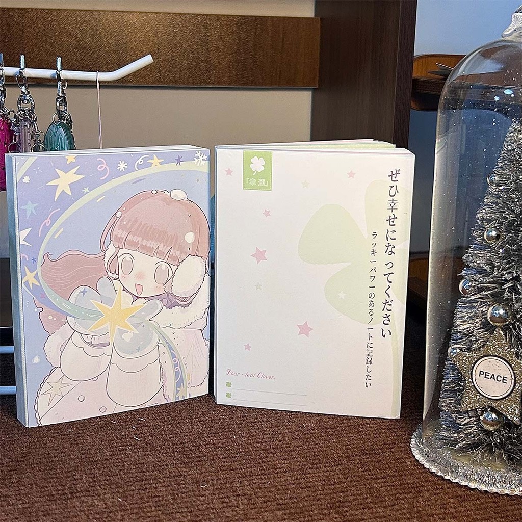 

WAKAWAKA A6 Notebook Four-leaf Clover 160P/80sheets Kawaii Note Set Stationery School Office Supplies Writing