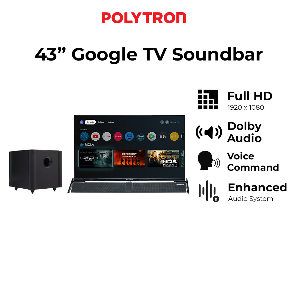 [CIREBON] POLYTRON Smart Cinemax Google TV 43 inch PLD 43BG9058