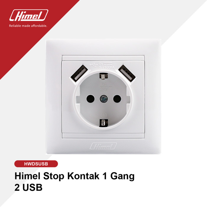 STOP KONTAK SAKLAR SOCKET Himel Stop Kontak 1 Gang 2 USB