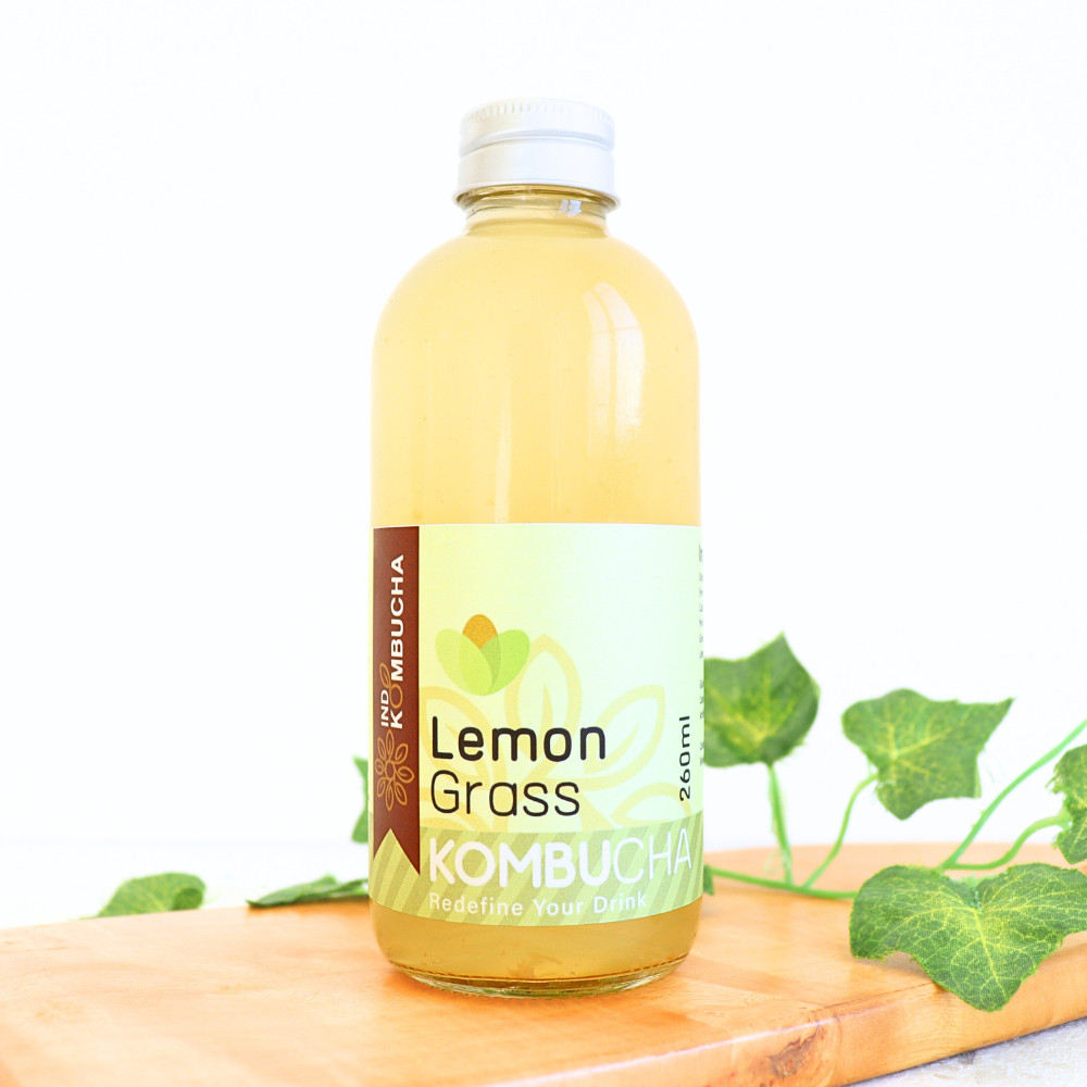 

260ml LEMONGRASS KOMBUCHA Teh Fermentasi Probiotik Glass Bottle - INDOKOMBUCHA