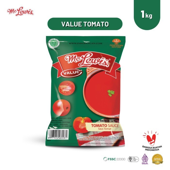 

NEW ITEM MC LEWIS TOMATO SAUCE VALUE 1KG BAHAN MASAK