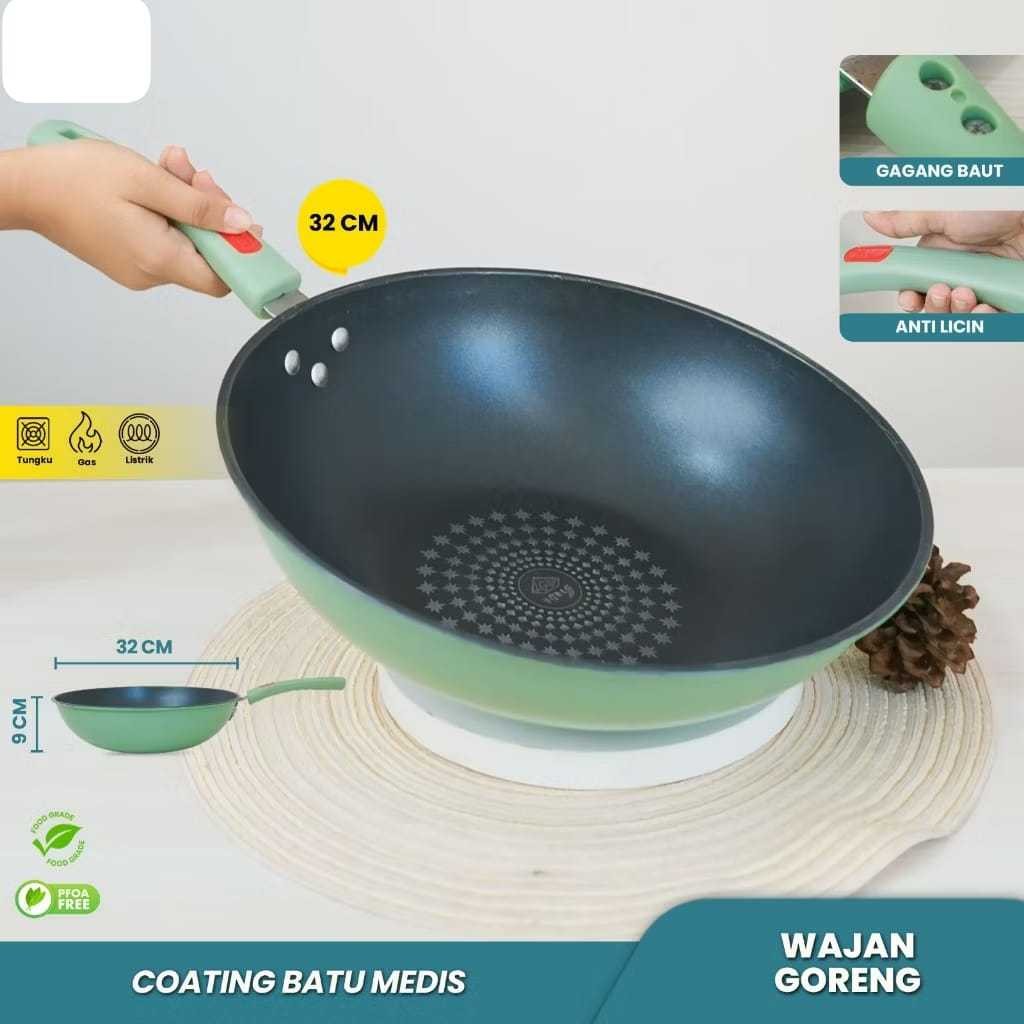 Wajan Penggorengan Anti Lengket Batu Medis / Medical Stone Non-Stick Frying Pan