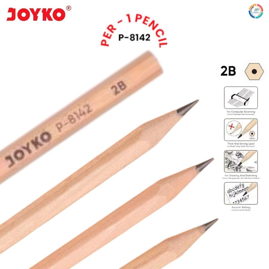 

Joyko Pensil Tulis P-8142 Natural Wood 2B [Per Pcs]