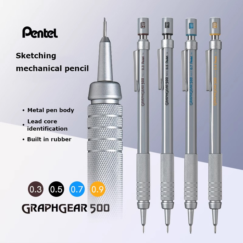 

Japenese Pentel Automatic Pencil,Metal Head 0.3/0.5/0.7/0.9mm lapiseira profissional Handwriting Drawing Sketching Art Stationer