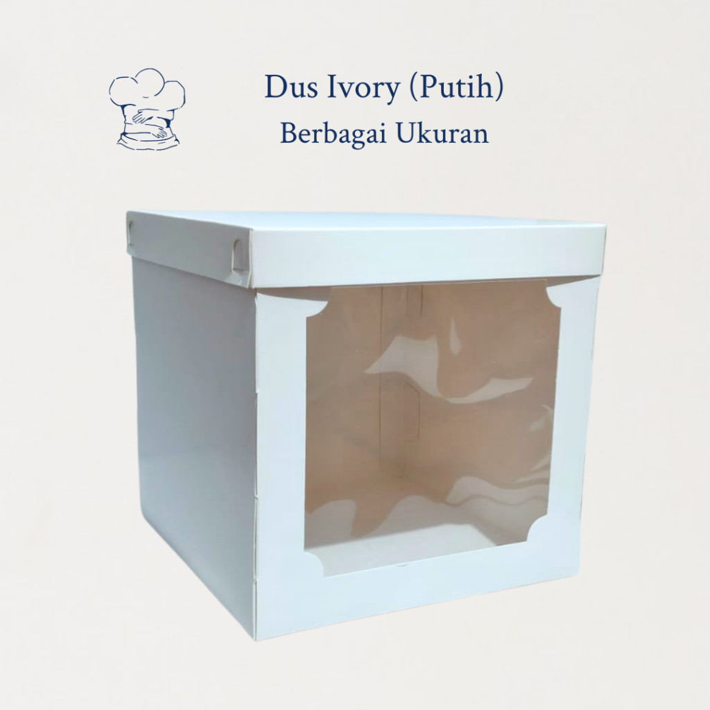 

Dus Kue Putih Ivory / Box Kue – Berbagai Ukuran (12x12/15x15/18x18cm) [Satuan] (Kotak Kue Putih)