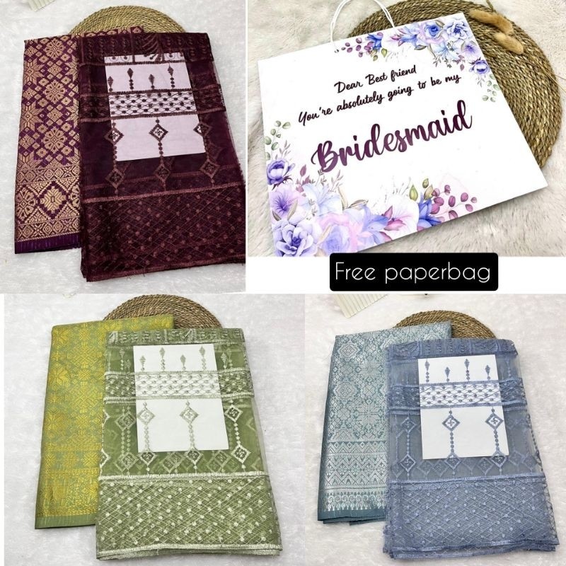 DHOLISHOP.ID  Kain Bridesmaid Paket / Paket Bridesmaid Dress (Brokat Tile + Songket ) / Kain Bridesm