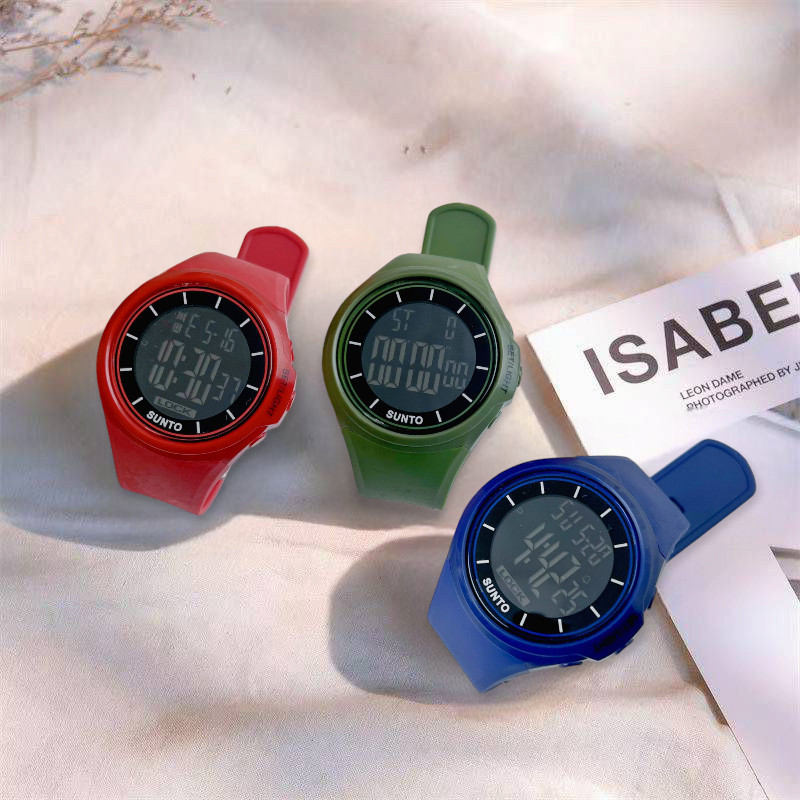 Jam Tangan Digital Wanita Pria Sport Strap Rubber Anti Air Watch Lcd Hitam Water Resist Sw0933