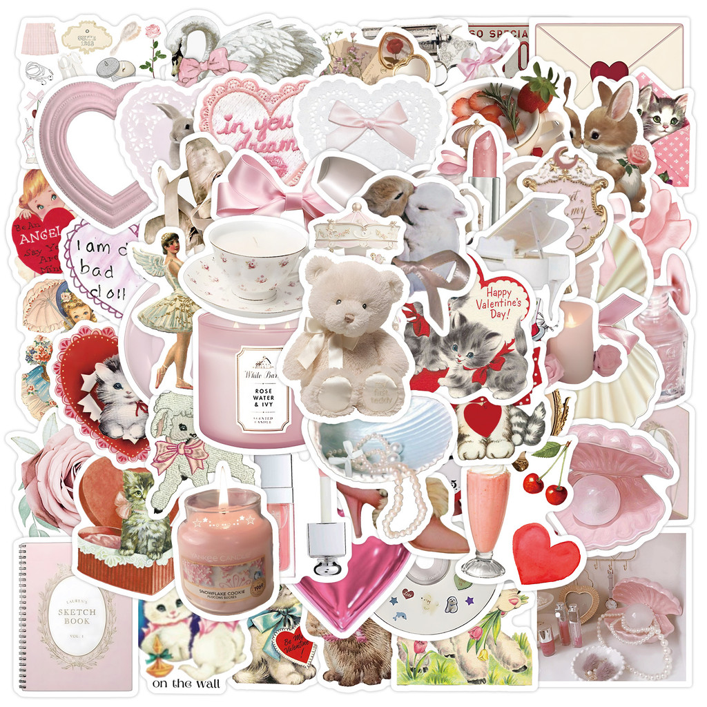 

60Pcs Nordic Style Coquette Stickers For Suitcase Skateboard Laptop Luggage Phone Car Styling DIY Decal Pegatinas