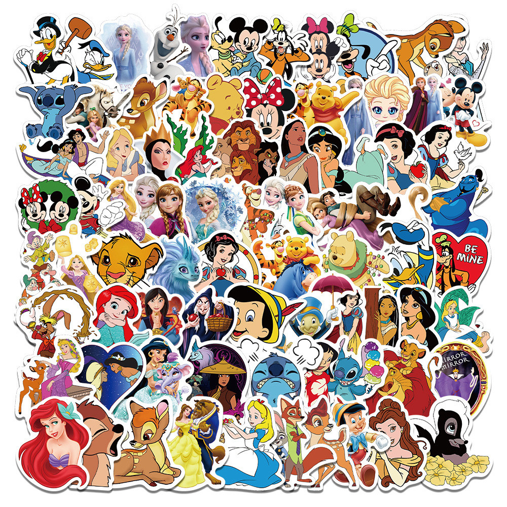 

10/30/50/100pcs Cute Mix Disney Cartoon Stitch Mickey Stickers Anime Decal for Kids DIY Motorcycle Laptop Phone Kawaii Sticker T