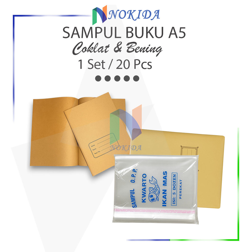 

Nokida Sampul Buku Tulis Sekolah Kwarto Boxy [1 Set/20 Pcs] / Warna Coklat Dan Transparan Bening Pendek Panjang B5 / Cover Pelapis Buku A5
