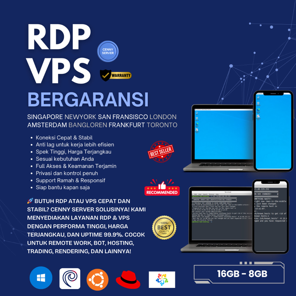 RDP Windows Spek Ram 8GB / Ram 16GB Full Admin