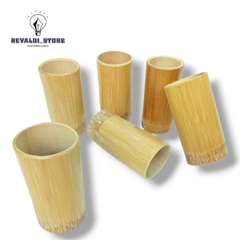 Gelas Bambu Natural Kerajinan Tradisional