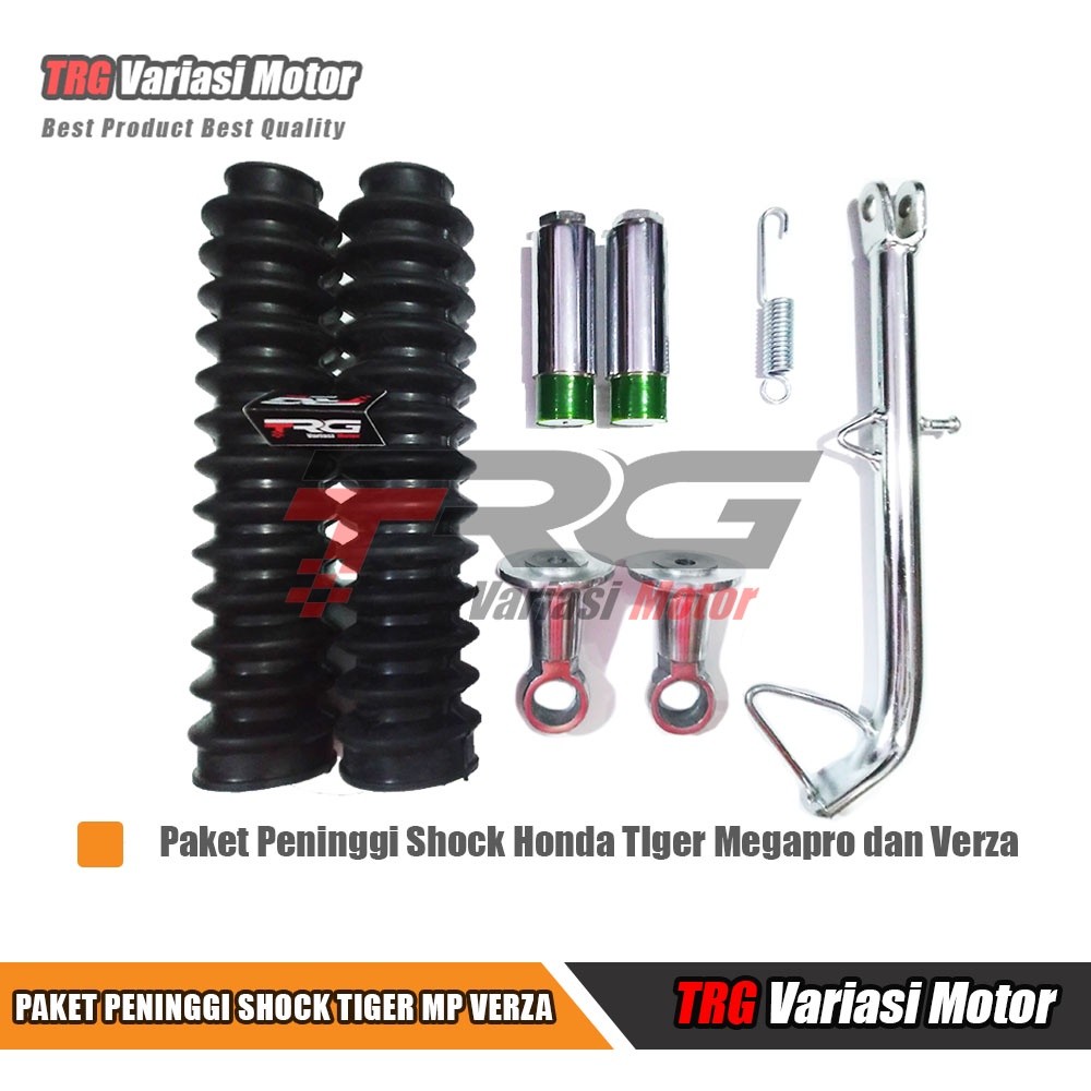 Paket Peninggi Shock Depan Megapro Tiger Verza Dan Belakang TRG High Quality Variasi Tinggi 7 cm dan