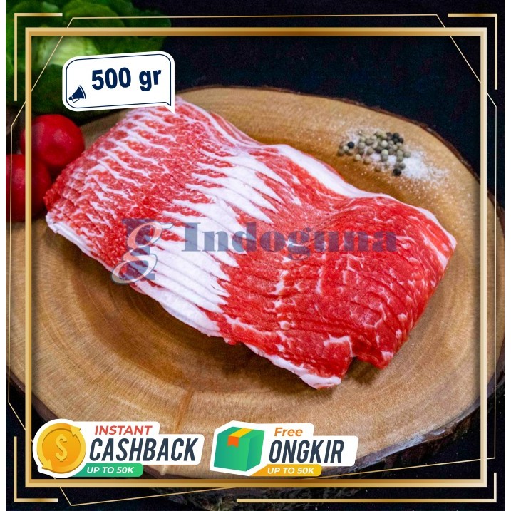 

Daging sapi - US Shortplate Beef Slice /pack +-500 Gram