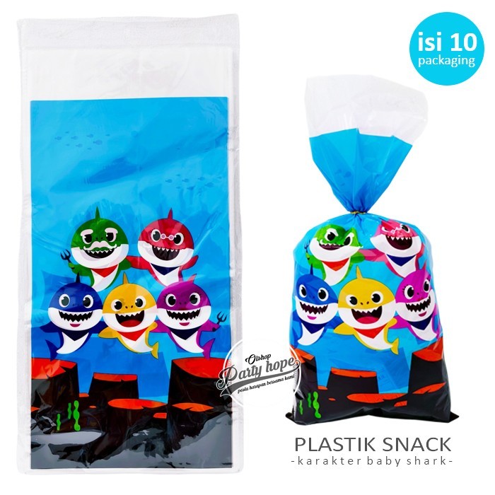 plastik snack Baby Shark / plastik bingkisan snack ulang tahun / plastik karakter Baby Shark