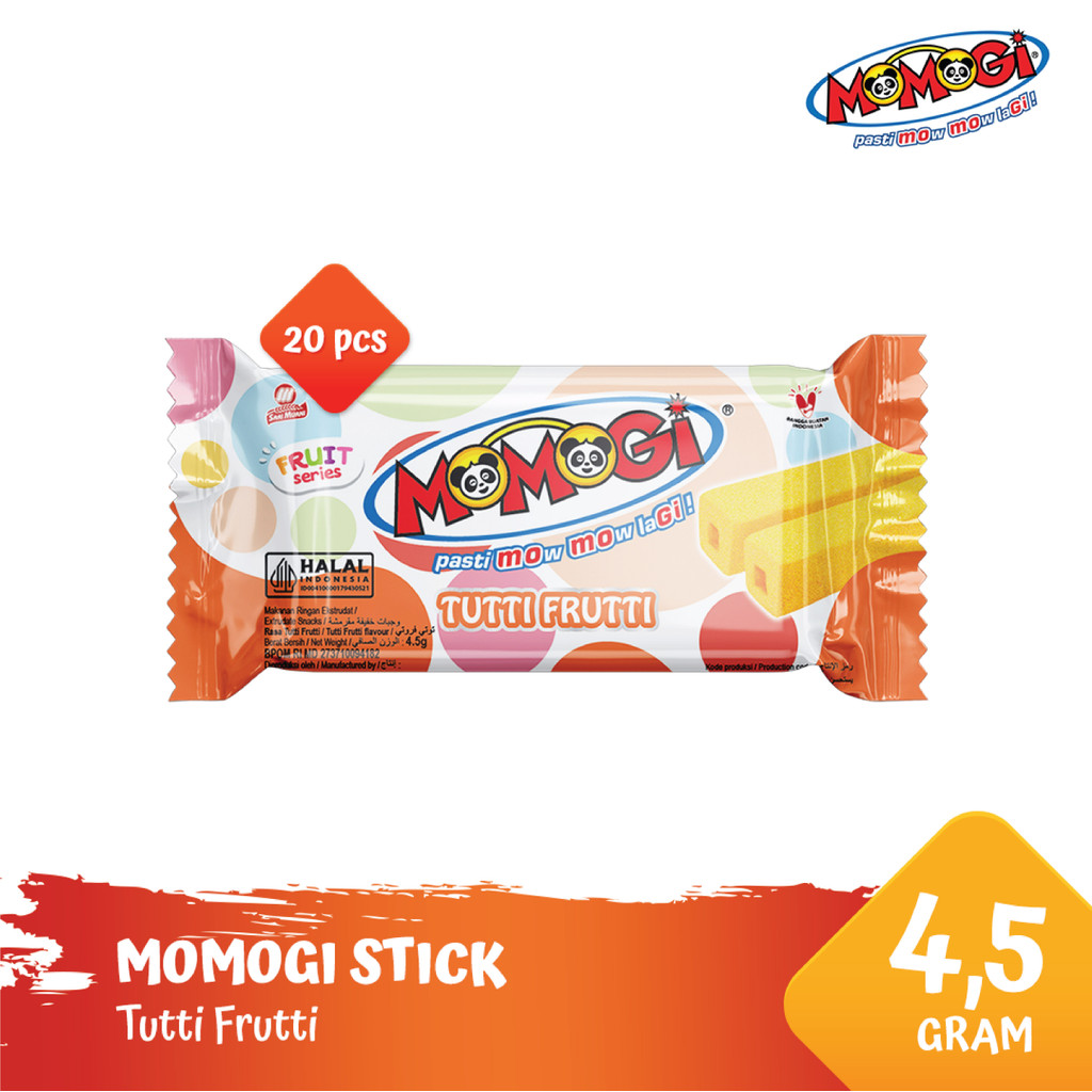 

Momogi Stick Snack Makanan Ringan 4.5gr - Tutti Frutti [1 Box @ 20 Pcs]