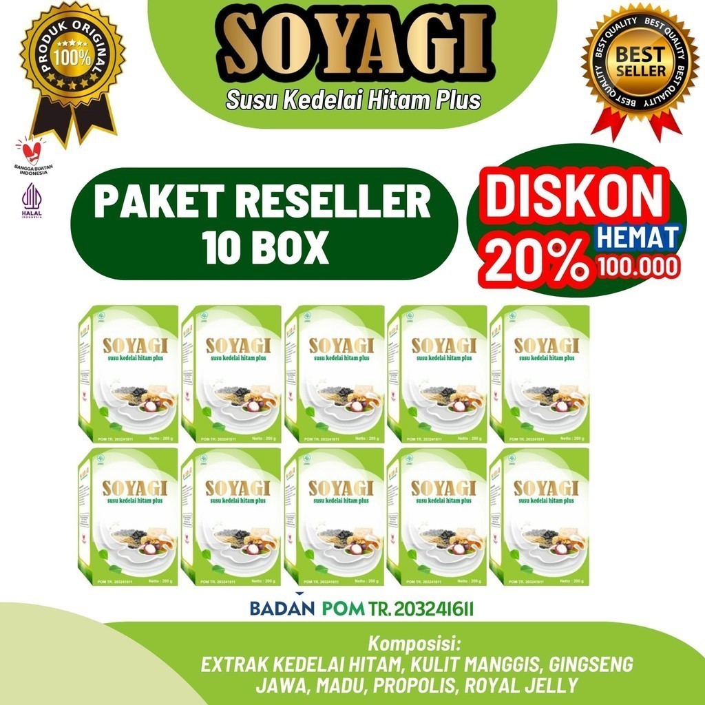 

[ Paket Reseller ] Soyagi 200gr susu kedelai hitam plus herbal