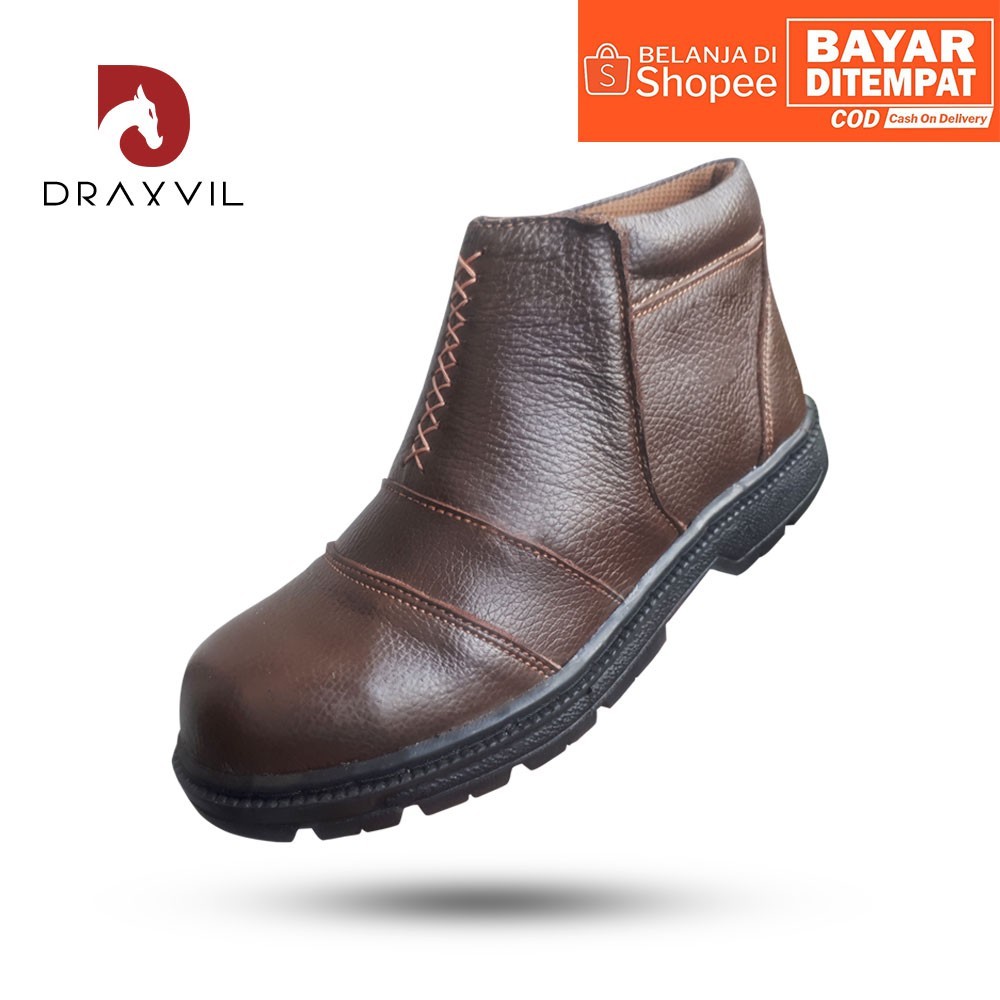 promo Draxvil Kulit Sapi Asli - Sepatu Safety 100% Kulit Sapi Asli