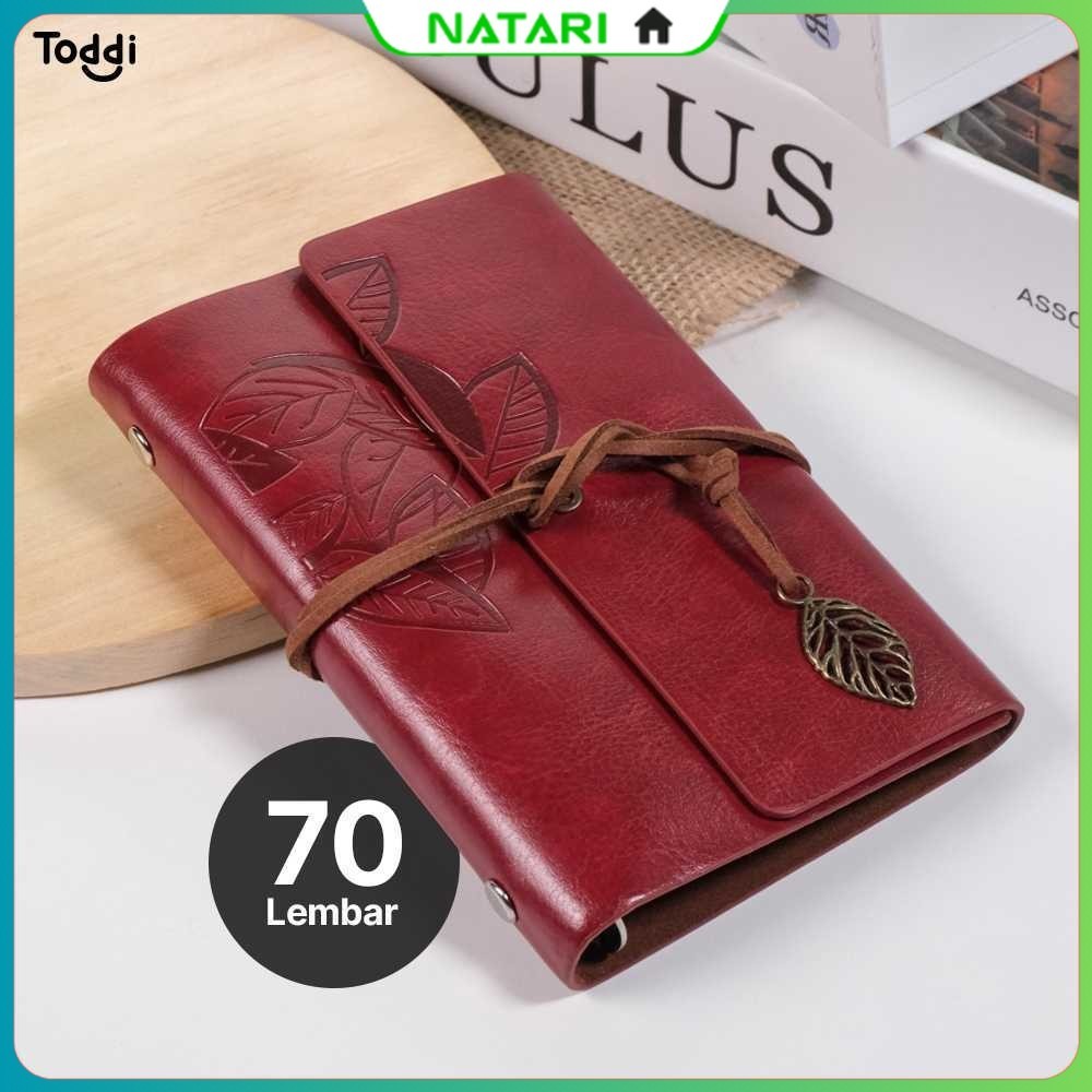 

Toddi PHANTACI Buku Catatan Binder Kulit Retro Leaf Kertas B7 - BSD666