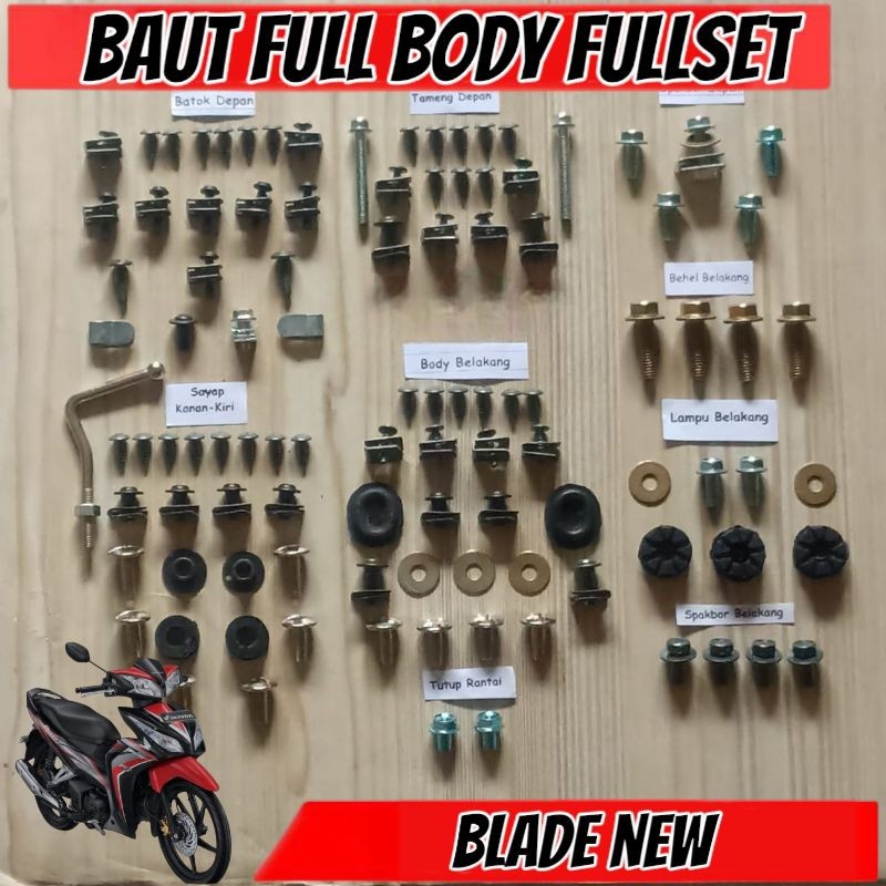 COD Baut Full Set Cover Body Honda Blade 125 FI PGM-Fi / Baut Full Body Honda Blade new 125 Lengkap