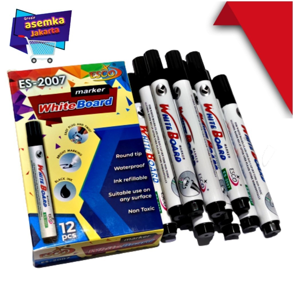 

Esco Spidol Hitam White Board Papan Tulis Bisa Dihapus