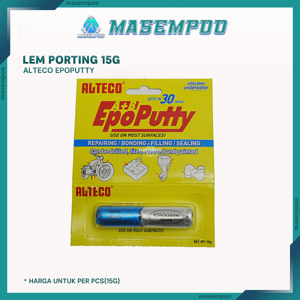 

Lem Alteco Epo Putty 15g – Lem Porting Epoxy Kuat, Tahan Panas, Untuk Logam, Kayu, Serbaguna