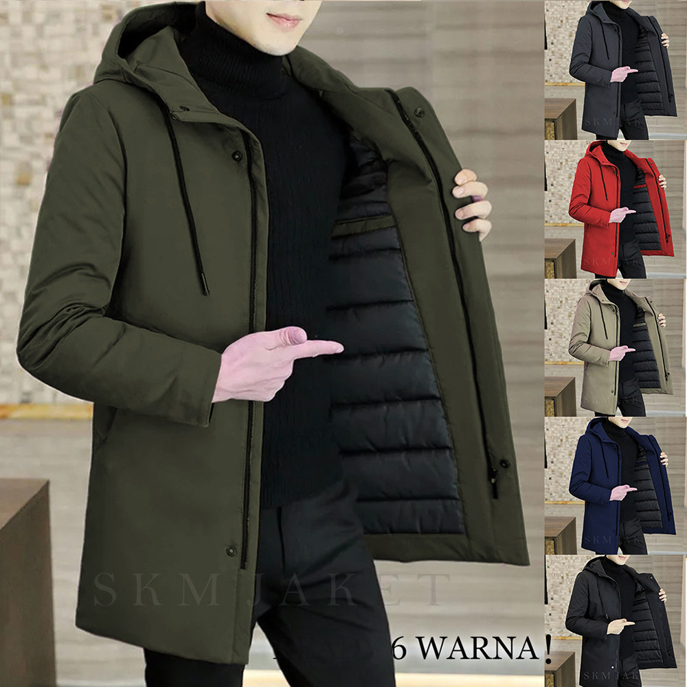 Jaket pria casual kekinian quilting / jaket pria korean style  / long coat pria korea / jaket panjan