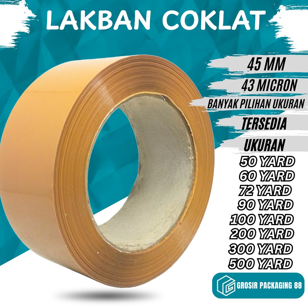 

Lakban Coklat 45MM 2 Inch 50 60 72 90 100 200 300 500 Yard Plakban Isolasi 2” OPP Tape ATK