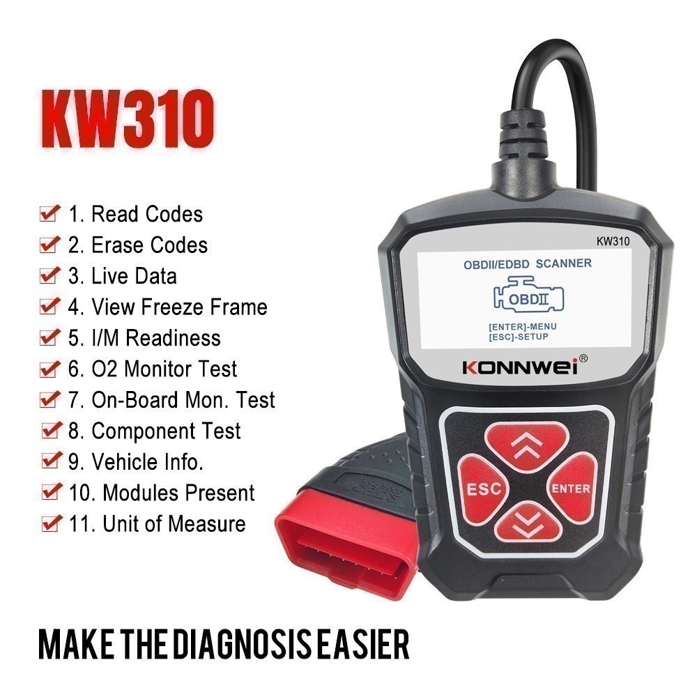 Sky88 KONNWEI KW310 OBD2 Scanner Alat Pemindai Diagnostik Mesin Mobil OBDII