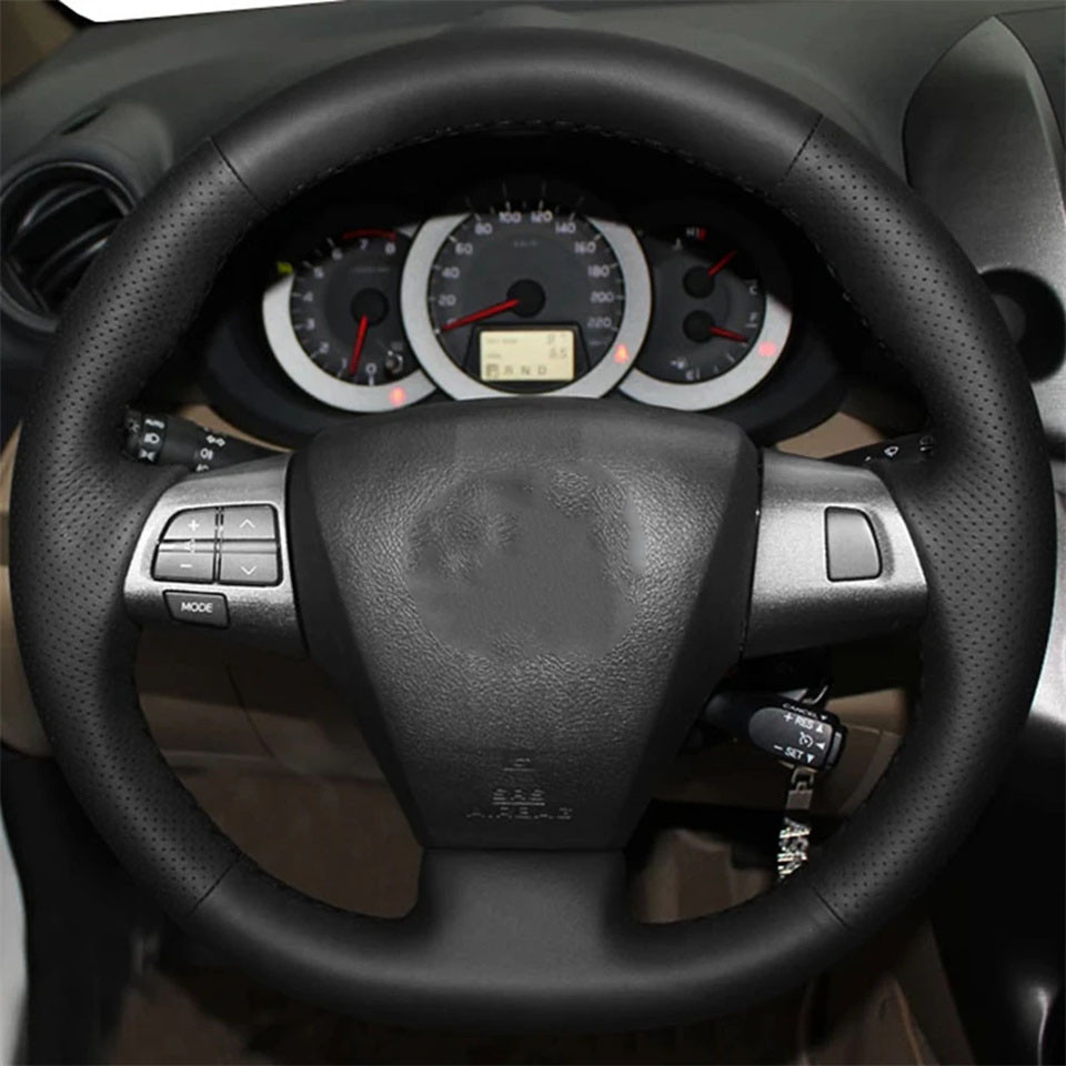 Y Black Faux Leather Car Accessories Steering Wheel Cover For Toyota Corolla RAV4 Auris Wish Vanguar