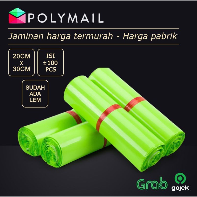 

ARFSHOPPOLYMAILER ±100PCS 20x30CM GREEN GLOSSY PLASTIK POLYMAILER HIJAU