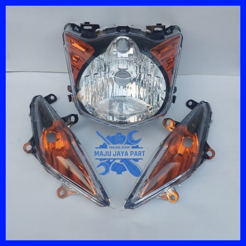 Reflektor Lampu Depan Beat Lama Karbu Costum Hitam Smoke Oren