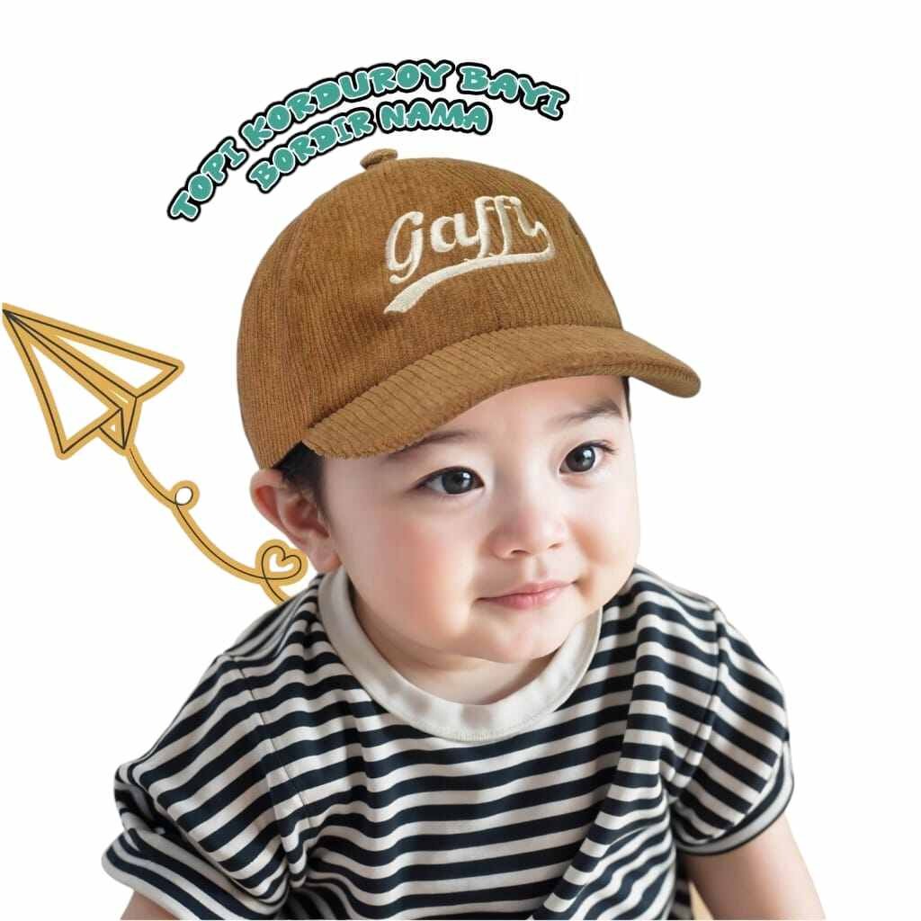 Topi Corduroy Bayi-Anak premium custom Nama