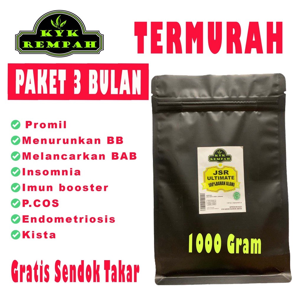 

Paket [3 BULAN - 1 KG] Ramuan JSR | JSR ULTIMATE | PROMIL | P.COS | IMUNBOOSTER