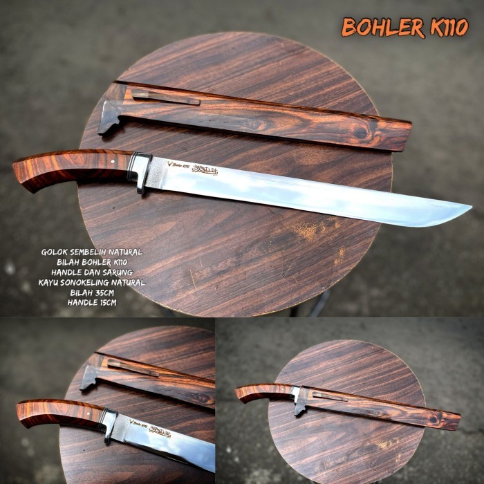 RV117 GOLOK PISAU SEMBELIH SAPI HEWAN KURBAN PREMIUM BAJA BOHLER K110 35CM HANDLE SONOKLING NATURAL 